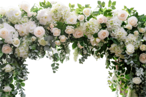 ai genererad elegant blommig båge för bröllop ceremoni png