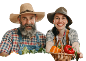 AI generated Happy Farmers with Fresh Harvest Vegetables png