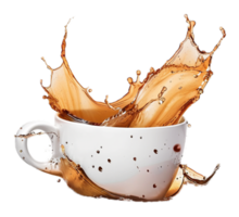 ai gegenereerd dynamisch koffie plons in kop PNG