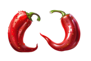 AI generated Fresh Red Chili Peppers with Water Droplets png