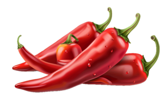 ai generato fresco rosso chili peperoni con acqua goccioline png