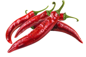 AI generated Fresh Red Chili Peppers with Water Droplets png