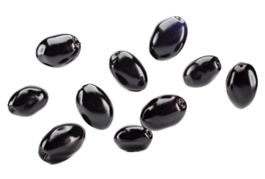 ai généré noir Olives avec feuilles png