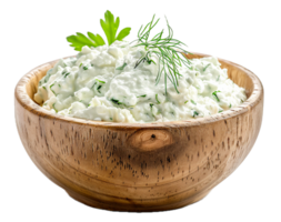 AI generated Creamy Herb Dip in Wooden Bowl png