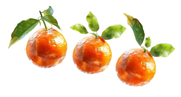 AI generated Oranges with Leaves Floating png
