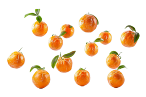 AI generated Oranges with Leaves Floating png