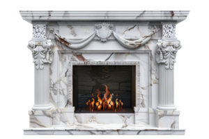 AI generated Cozy Stone Fireplace with Fire png