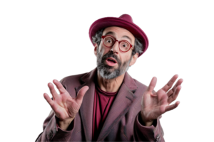 AI generated Quirky Man with Hat and Glasses Smiling png