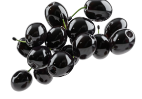 AI generated Black Olives with Leaves png