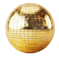 ai gegenereerd glimmend gouden disco bal PNG