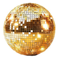 ai gegenereerd glimmend gouden disco bal PNG