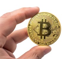 ai gegenereerd hand- Holding bitcoin PNG