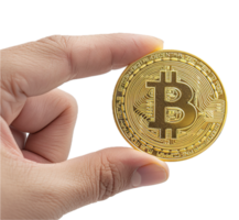 ai gegenereerd hand- Holding bitcoin PNG