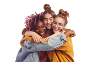 AI generated Animated Friends Hugging and Smiling Together png
