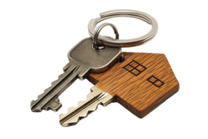 AI generated House Keys with Wooden Keychain png