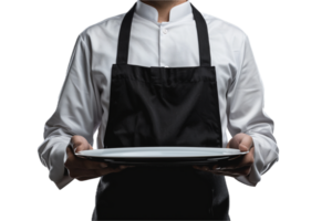 AI generated Waiter in Uniform Holding Empty Serving Tray png