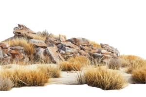 AI generated Desert Rock Formation with Dry Grass png