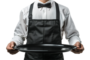 AI generated Waiter in Uniform Holding Empty Serving Tray png