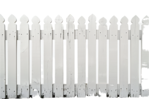 AI generated Aged White Picket Fence png
