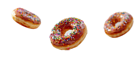 AI generated Sprinkled Pink Frosted Doughnuts Floating png
