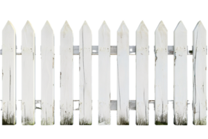 AI generated Aged White Picket Fence png