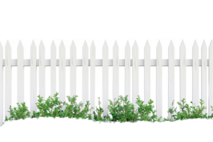 AI generated Aged White Picket Fence png