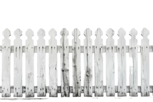 AI generated Aged White Picket Fence png