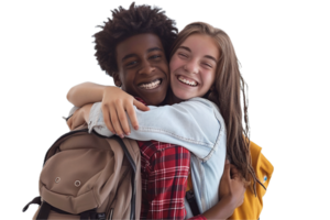 AI generated Animated Friends Hugging and Smiling Together png