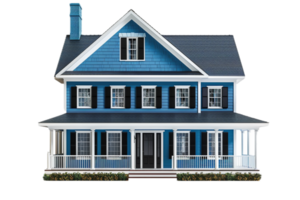 AI generated Classic Blue Two-Story House png