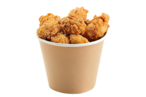 ai generado crujiente frito pollo en un papel Cubeta png