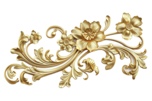 ai généré fleuri d'or floral baroque ornement png