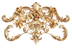 AI generated Ornate Golden Floral Baroque Ornament png