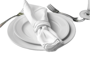 AI generated Elegant Table Setting with White Napkin and Silverware png