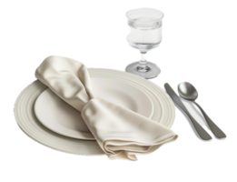 AI generated Elegant Table Setting with White Napkin and Silverware png