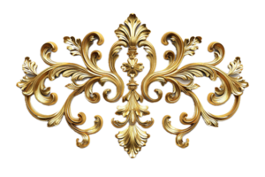 AI generated Ornate Golden Floral Baroque Ornament png