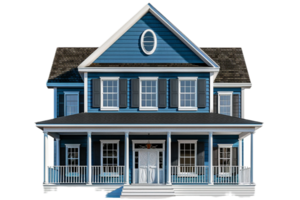AI generated Classic Blue Two-Story House png