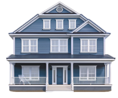 AI generated Classic Blue Two-Story House png