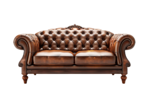 AI generated Vintage Leather Tufted Sofa png