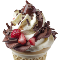 AI generated Strawberry Soft Serve Ice Cream with Chocolate Shavings png