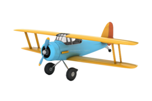 ai generiert Jahrgang Blau Modell- Flugzeug 3d png