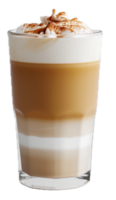 ai gegenereerd gelaagde latte macchiato in een Doorzichtig glas PNG