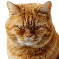 AI generated Stern Ginger Cat with Intense Gaze png