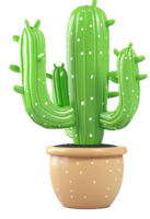AI generated Green Potted Cactus 3D png