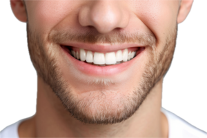 ai genererad närbild av mannens leende med friska vit tänder png