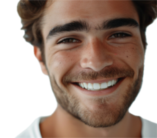 ai generado de cerca de del hombre sonrisa con sano blanco dientes png