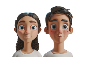 AI generated 3D Animated Boy and Girl Characters Portraits png