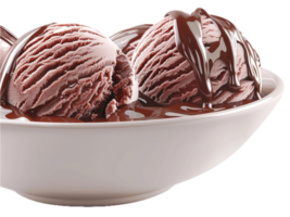ai généré Chocolat la glace crème boules dans bol png