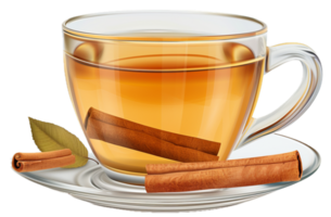 ai generado vaso taza de té con canela palos png