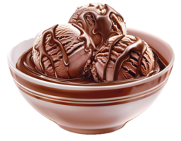 AI generated Chocolate Ice Cream Scoops in Bowl png