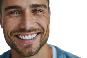 ai generato avvicinamento di dell'uomo Sorridi con salutare bianca denti png